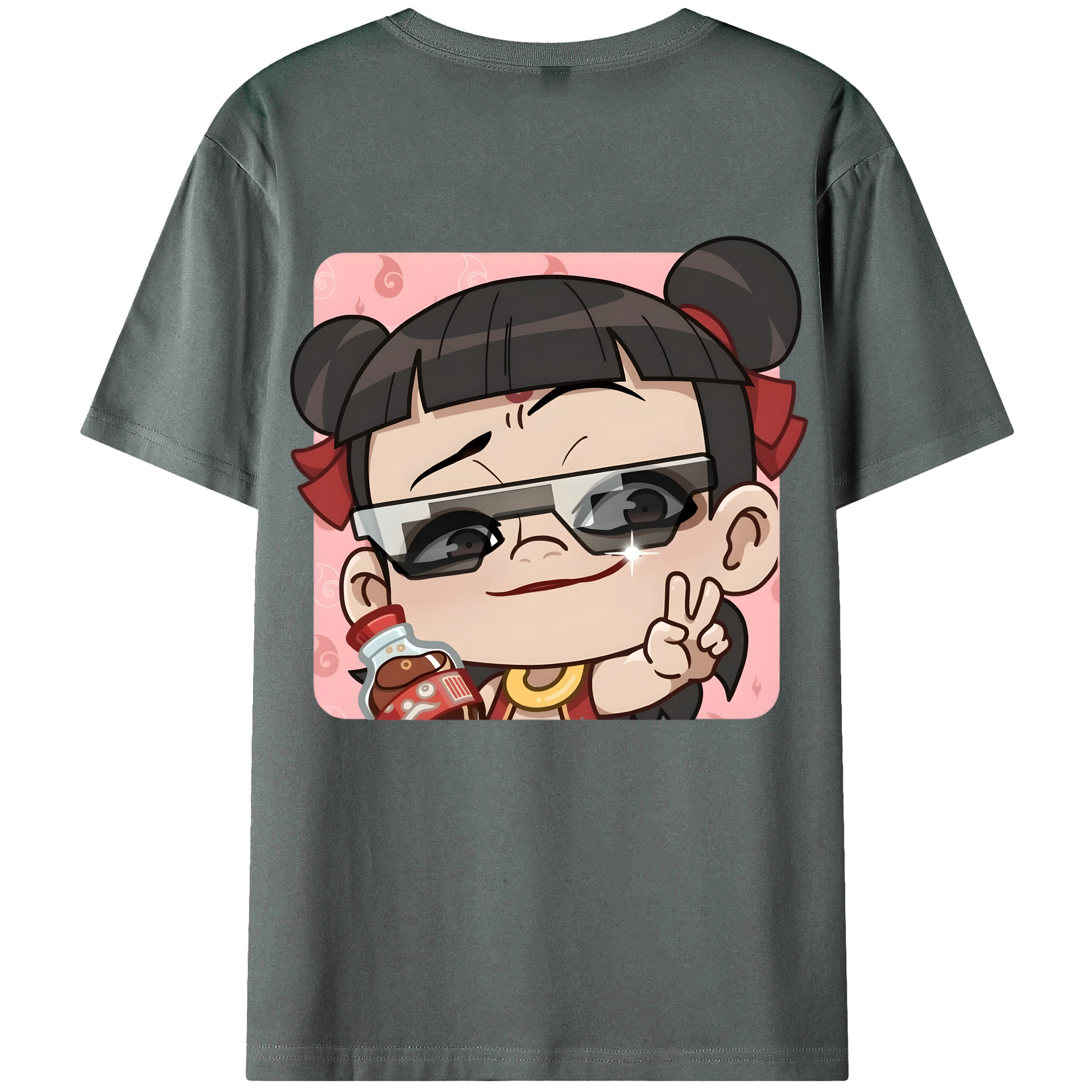 （画像用） Ne Zha 2 ナタ 魔童の大暴れ 綿100％ メンズ半袖Tシャツ（バックプリント） 通気性